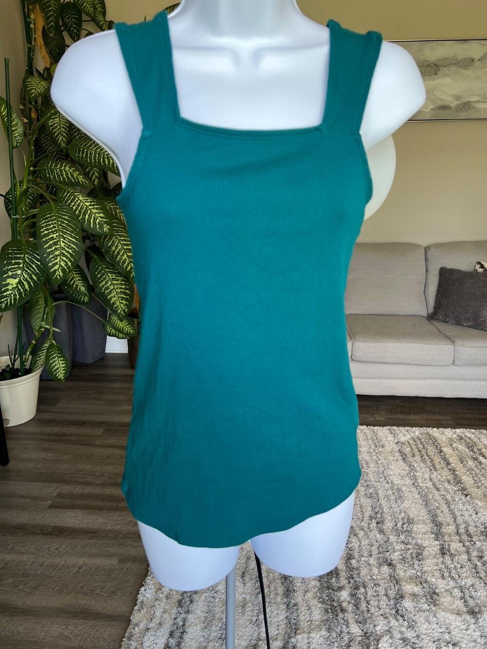 Maurices Small Teal 95% Cotton Studio Y Square Neck #671